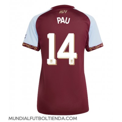 Camiseta Aston Villa Pau Torres #14 Primera Equipación Replica 2025-26 para mujer mangas cortas Camiseta Aston Villa Pau Torres #14 Primera Equipación Replica 2025-26 para mujer mangas cortas